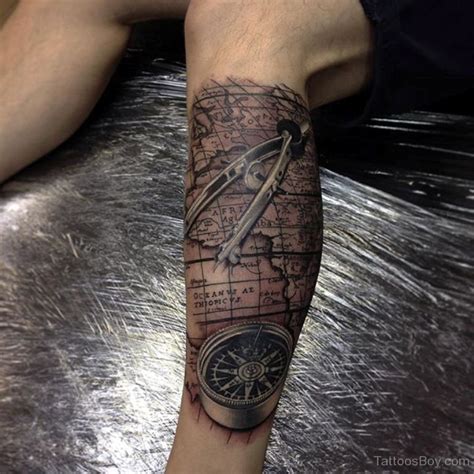 map tattoo leg